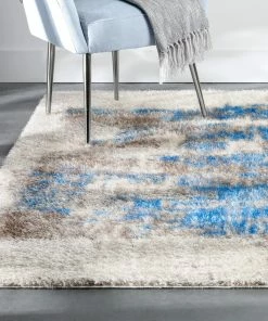 Well Woven Geometric Sariah Modern Abstract Ivory Blue Shag Rug 27 Well Woven Geometric Sariah Modern Abstract Ivory Blue Shag Rug