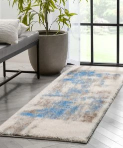 Well Woven Geometric Sariah Modern Abstract Ivory Blue Shag Rug 20 Well Woven Geometric Sariah Modern Abstract Ivory Blue Shag Rug