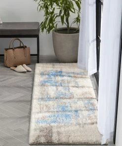 Well Woven Geometric Sariah Modern Abstract Ivory Blue Shag Rug 24 Well Woven Geometric Sariah Modern Abstract Ivory Blue Shag Rug