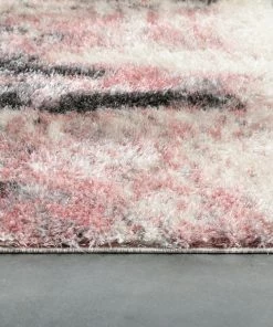 Well Woven Sariah Modern Abstract Ivory Blush Shag Rug