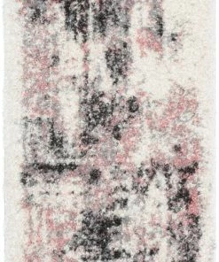 Well Woven Sariah Modern Abstract Ivory Blush Shag Rug