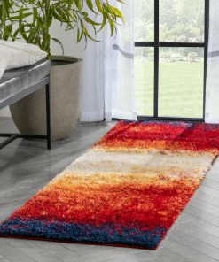 Well Woven Kynlee Modern Abstract Yellow/Gold Shag Rug