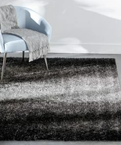 Well Woven Kynlee Modern Abstract Black Shag Rug Geometric