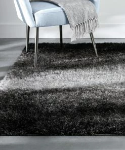 Well Woven Kynlee Modern Abstract Black Shag Rug Geometric