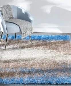 Well Woven Kynlee Modern Abstract Blue Shag Rug