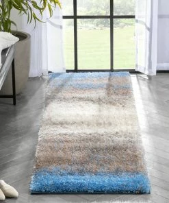 Well Woven Kynlee Modern Abstract Blue Shag Rug