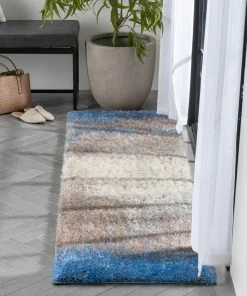 Well Woven Kynlee Modern Abstract Blue Shag Rug
