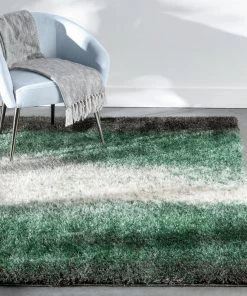 Well Woven Geometric Kynlee Modern Abstract Green Shag Rug