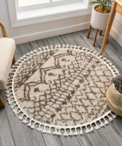 Well Woven Lyle Natural Tribal Moroccan Trellis Shag Rug Global