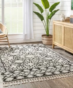Well Woven Mirela Moroccan Diamond Shag White Rug Global