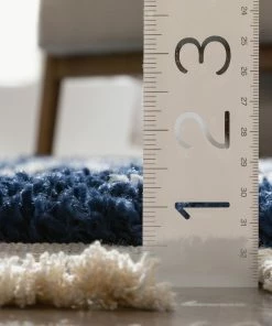 Well Woven Global Agata Moroccan Geometric Shag Blue Rug