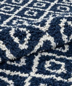 Well Woven Global Agata Moroccan Geometric Shag Blue Rug