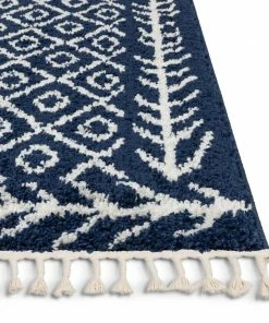 Well Woven Global Agata Moroccan Geometric Shag Blue Rug
