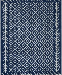 Well Woven Global Agata Moroccan Geometric Shag Blue Rug