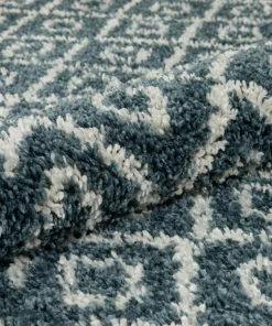 Well Woven Global Agata Moroccan Geometric Shag Light Blue Rug