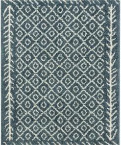 Well Woven Global Agata Moroccan Geometric Shag Light Blue Rug