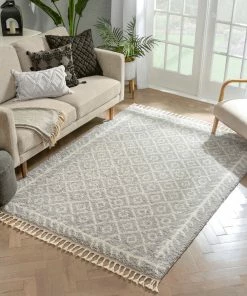 Well Woven Global Agata Moroccan Geometric Shag Grey Rug