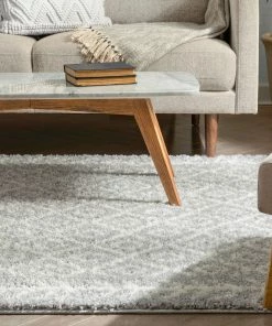 Well Woven Global Agata Moroccan Geometric Shag Grey Rug