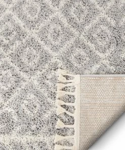 Well Woven Global Agata Moroccan Geometric Shag Grey Rug