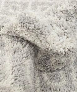 Well Woven Global Agata Moroccan Geometric Shag Grey Rug