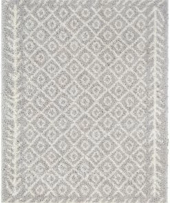 Well Woven Global Agata Moroccan Geometric Shag Grey Rug