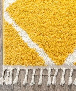 Well Woven Celosia Moroccan Trellis Shag Yellow Rug
