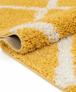 Well Woven Celosia Moroccan Trellis Shag Yellow Rug