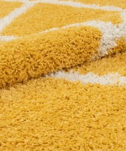 Well Woven Celosia Moroccan Trellis Shag Yellow Rug