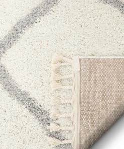 Well Woven Celosia Moroccan Trellis Shag White Rug