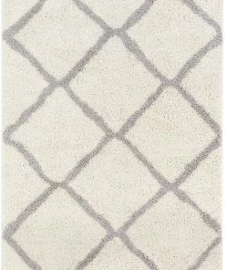 Well Woven Celosia Moroccan Trellis Shag White Rug