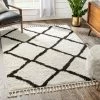 Well Woven Global Celosia Moroccan Trellis Shag Black Rug