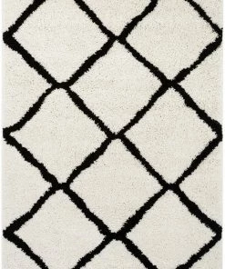 Well Woven Global Celosia Moroccan Trellis Shag Black Rug