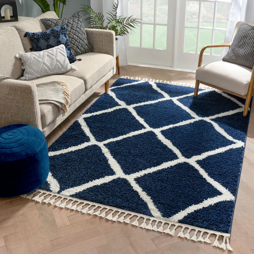Well Woven Celosia Moroccan Trellis Shag Blue Rug 2 Well Woven Celosia Moroccan Trellis Shag Blue Rug