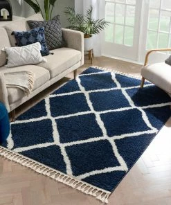 Well Woven Celosia Moroccan Trellis Shag Blue Rug 16 Well Woven Celosia Moroccan Trellis Shag Blue Rug