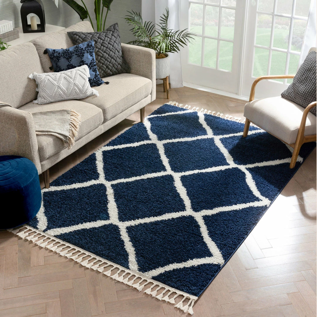 Well Woven Celosia Moroccan Trellis Shag Blue Rug 5 Well Woven Celosia Moroccan Trellis Shag Blue Rug