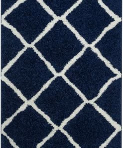 Well Woven Celosia Moroccan Trellis Shag Blue Rug