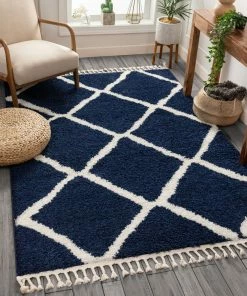 Well Woven Celosia Moroccan Trellis Shag Blue Rug 19 Well Woven Celosia Moroccan Trellis Shag Blue Rug