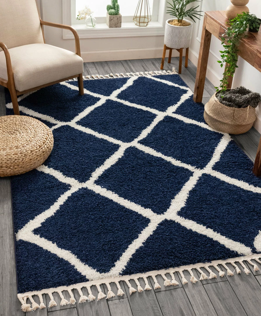 Well Woven Celosia Moroccan Trellis Shag Blue Rug 8 Well Woven Celosia Moroccan Trellis Shag Blue Rug