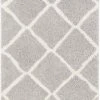 Well Woven Global Celosia Moroccan Trellis Shag Grey Rug