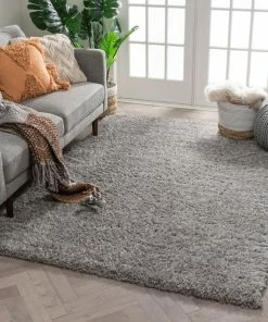 Well Woven Olympic Silver Modern Shag Rug