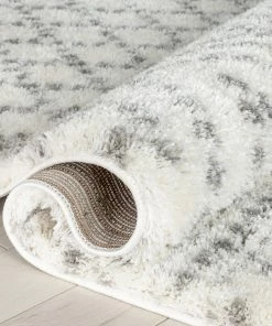 Well Woven Evora Moroccan Diamond Pattern Ivory Thick & Soft Shag Rug Global