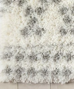 Well Woven Evora Moroccan Diamond Pattern Ivory Thick & Soft Shag Rug Global