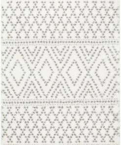 Well Woven Evora Moroccan Diamond Pattern Ivory Thick & Soft Shag Rug Global