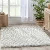 Well Woven Evora Moroccan Diamond Pattern Ivory Thick & Soft Shag Rug Global