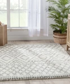 Well Woven Evora Moroccan Diamond Pattern Ivory Thick & Soft Shag Rug Global