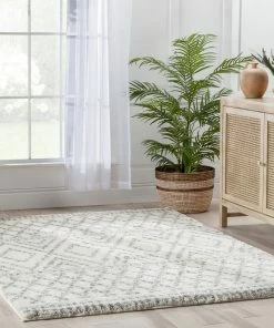 Well Woven Evora Moroccan Diamond Pattern Ivory Thick & Soft Shag Rug Global