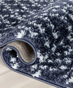 Well Woven Evora Moroccan Diamond Pattern Blue Thick & Soft Shag Rug Global