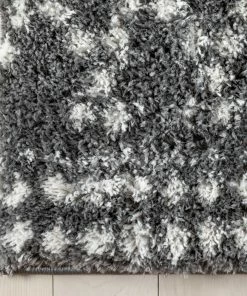 Well Woven Global Evora Moroccan Diamond Pattern Grey Thick & Soft Shag Rug