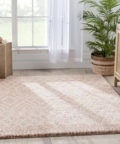 Well Woven Evora Moroccan Diamond Pattern Blush Thick & Soft Shag Rug
