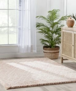 Well Woven Evora Moroccan Diamond Pattern Blush Thick & Soft Shag Rug